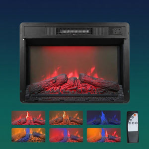 English Elm 23" Electric Fireplace Insert with 20 Led Flame Colors Timer and Remote for Tv Stands B082P517242