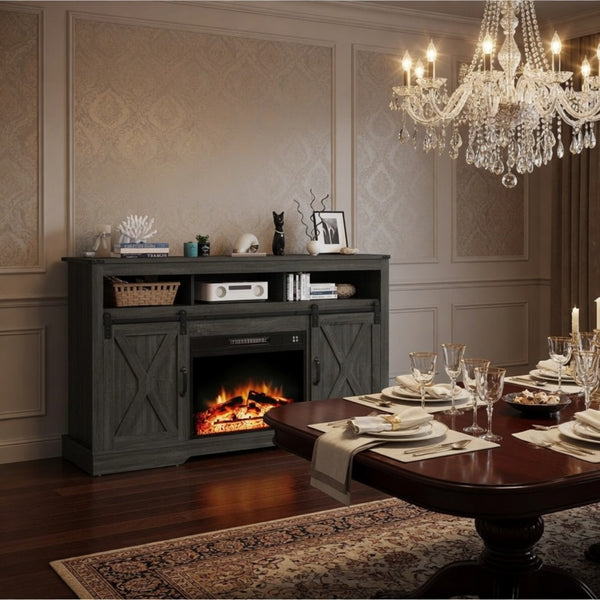 English Elm 23" Electric Fireplace Insert with 20 Led Flame Colors Timer and Remote for Tv Stands B082P517242
