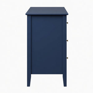 English Elm 47.2" Fluted Matte Six Drawer Dresser Modern Mdf Chest with Soft Close Storage Blue B082P517243