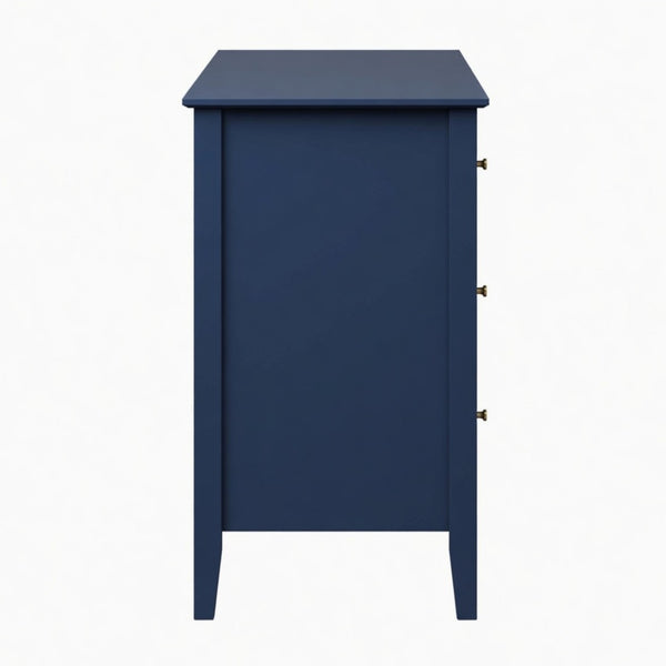 English Elm 47.2" Fluted Matte Six Drawer Dresser Modern Mdf Chest with Soft Close Storage Blue B082P517243
