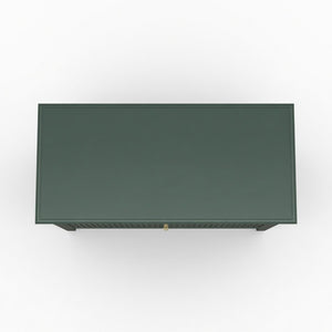 English Elm 32" Wide Fluted Blush Nightstand with Three Soft-close Drawers and Gold Knob Hardware Green B082P517246
