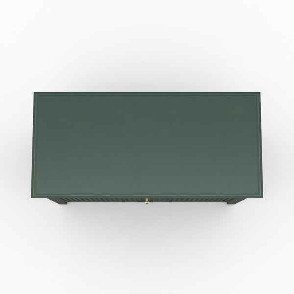 English Elm 32" Wide Fluted Blush Nightstand with Three Soft-close Drawers and Gold Knob Hardware Green B082P517246