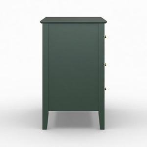 English Elm 32" Wide Fluted Blush Nightstand with Three Soft-close Drawers and Gold Knob Hardware Green B082P517246