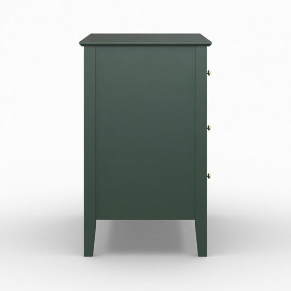 English Elm 32" Wide Fluted Blush Nightstand with Three Soft-close Drawers and Gold Knob Hardware Green B082P517246