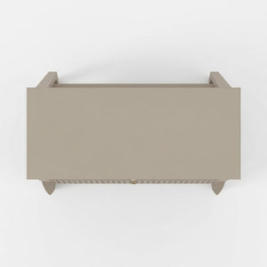 English Elm 32" Wide Fluted Blush Nightstand with Three Soft-close Drawers and Gold Knob Hardware Beige B082P517247