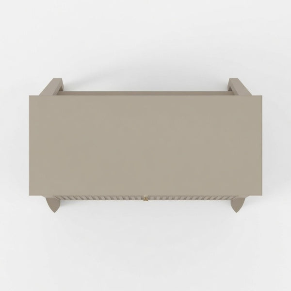 English Elm 32" Wide Fluted Blush Nightstand with Three Soft-close Drawers and Gold Knob Hardware Beige B082P517247