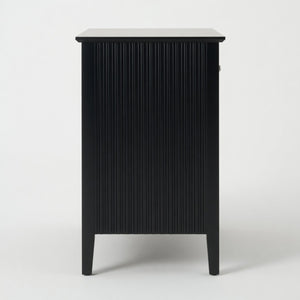 English Elm 32" Wide Fluted Blush Nightstand with Three Soft-close Drawers and Gold Knob Hardware Black B082P517248