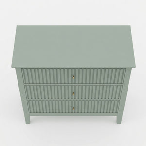 English Elm 32" Wide Fluted Blush Nightstand with Three Soft-close Drawers and Gold Knob Hardware Mint Green B082P517249