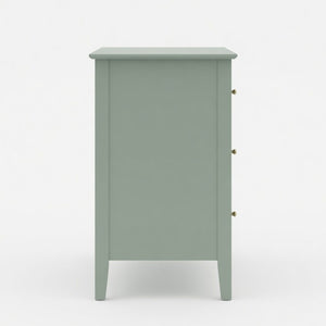 English Elm 32" Wide Fluted Blush Nightstand with Three Soft-close Drawers and Gold Knob Hardware Mint Green B082P517249