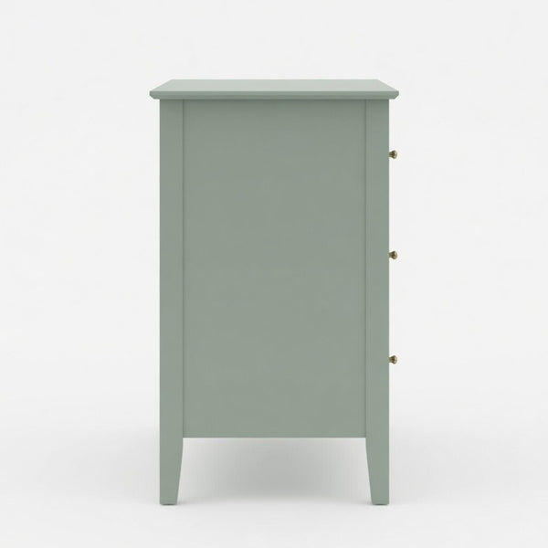 English Elm 32" Wide Fluted Blush Nightstand with Three Soft-close Drawers and Gold Knob Hardware Mint Green B082P517249