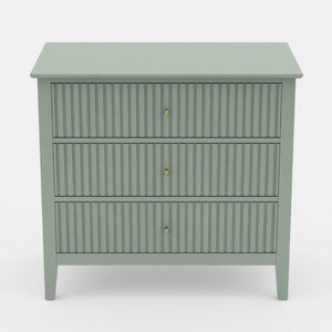 English Elm 32" Wide Fluted Blush Nightstand with Three Soft-close Drawers and Gold Knob Hardware Mint Green B082P517249