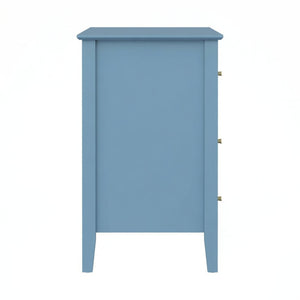 English Elm 32" Wide Fluted Blush Nightstand with Three Soft-close Drawers and Gold Knob Hardware Light Blue B082P517250