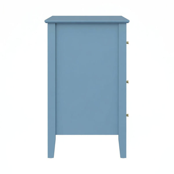 English Elm 32" Wide Fluted Blush Nightstand with Three Soft-close Drawers and Gold Knob Hardware Light Blue B082P517250