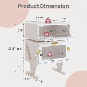 English Elm 20.7" Robot Shaped Mdf Nightstand Rgb Led Glow Rotating Drawer Kids Bedroom Fun White B082P517251
