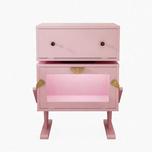English Elm 20.7" Robot Shaped Mdf Nightstand Rgb Led Glow Rotating Drawer Kids Bedroom Fun Pink B082P517252