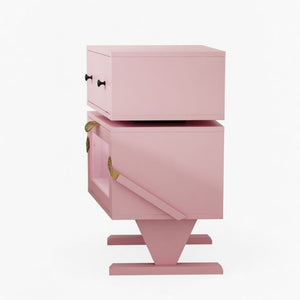 English Elm 20.7" Robot Shaped Mdf Nightstand Rgb Led Glow Rotating Drawer Kids Bedroom Fun Pink B082P517252