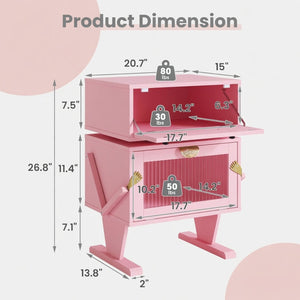 English Elm 20.7" Robot Shaped Mdf Nightstand Rgb Led Glow Rotating Drawer Kids Bedroom Fun Pink B082P517252