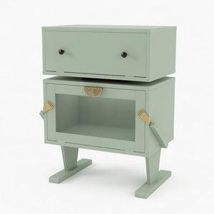 English Elm 20.7" Robot Shaped Mdf Nightstand Rgb Led Glow Rotating Drawer Kids Bedroom Fun Green B082P517253