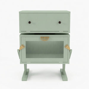 English Elm 20.7" Robot Shaped Mdf Nightstand Rgb Led Glow Rotating Drawer Kids Bedroom Fun Green B082P517253