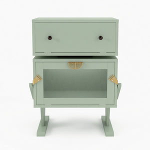 English Elm 20.7" Robot Shaped Mdf Nightstand Rgb Led Glow Rotating Drawer Kids Bedroom Fun Green B082P517253