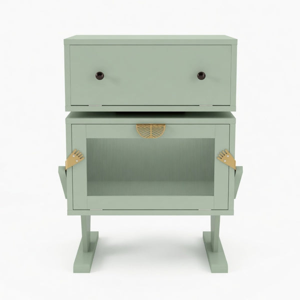 English Elm 20.7" Robot Shaped Mdf Nightstand Rgb Led Glow Rotating Drawer Kids Bedroom Fun Green B082P517253