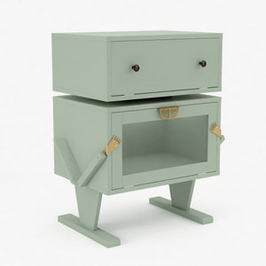 English Elm 20.7" Robot Shaped Mdf Nightstand Rgb Led Glow Rotating Drawer Kids Bedroom Fun Green B082P517253