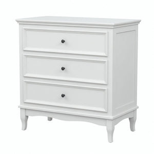 English Elm 31.5" Wide Matte White 3 Drawer Chest with Tapered Wood Legs for Bedroom B082P517254