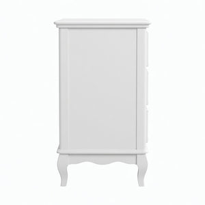 English Elm 31.5" Wide Matte White 3 Drawer Chest with Tapered Wood Legs for Bedroom B082P517254