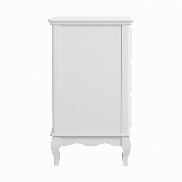 English Elm 31.5" Wide Matte White 3 Drawer Chest with Tapered Wood Legs for Bedroom B082P517254