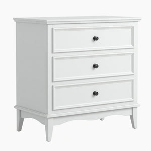 English Elm 31.5" Wide Matte White 3 Drawer Chest with Tapered Wood Legs for Bedroom B082P517254