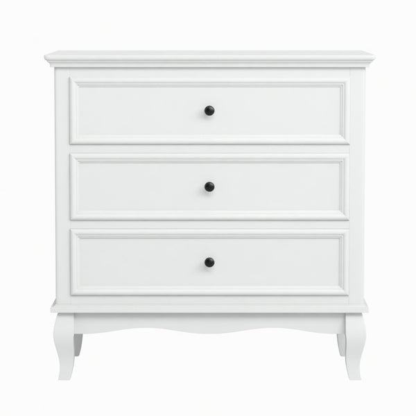 English Elm 31.5" Wide Matte White 3 Drawer Chest with Tapered Wood Legs for Bedroom B082P517254