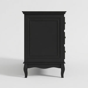 English Elm 55" Wide Seven Drawer Matte Black Dresser with Solid Wood Legs for Modern Bedroom B082P517256