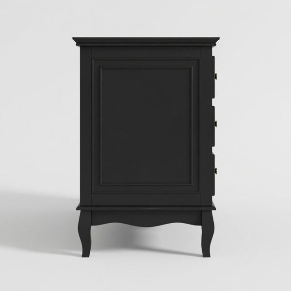 English Elm 55" Wide Seven Drawer Matte Black Dresser with Solid Wood Legs for Modern Bedroom B082P517256