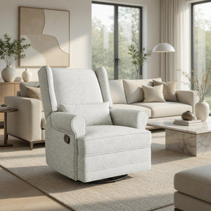 English Elm 34.25" Extra Wide Swivel Glider Recliner with Footrest Waterproof Nursery Chair B082P517258