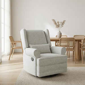 English Elm 34.25" Extra Wide Swivel Glider Recliner with Footrest Waterproof Nursery Chair B082P517258