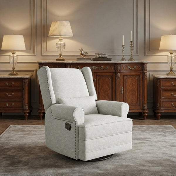 English Elm 34.25" Extra Wide Swivel Glider Recliner with Footrest Waterproof Nursery Chair B082P517258