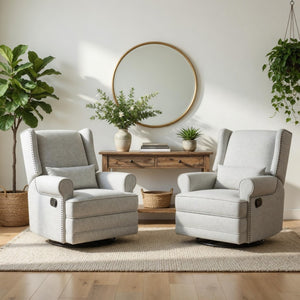 English Elm 34.25" Extra Wide Swivel Glider Recliner with Footrest Waterproof Nursery Chair B082P517258