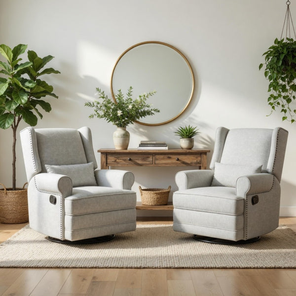 English Elm 34.25" Extra Wide Swivel Glider Recliner with Footrest Waterproof Nursery Chair B082P517258