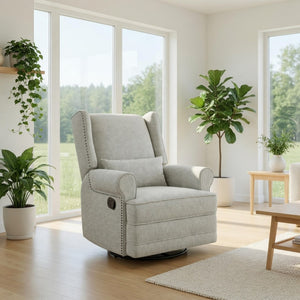 English Elm 34.25" Extra Wide Swivel Glider Recliner with Footrest Waterproof Nursery Chair B082P517258