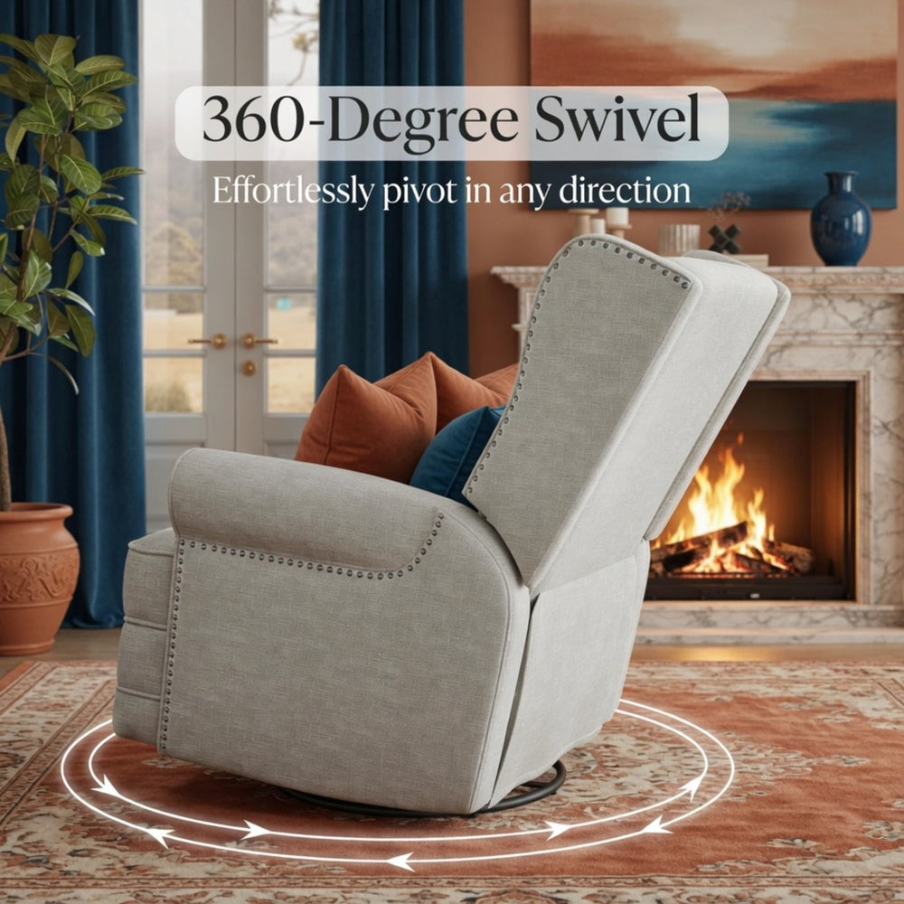 English Elm 34.25" Extra Wide Swivel Glider Recliner with Footrest Waterproof Nursery Chair B082P517258