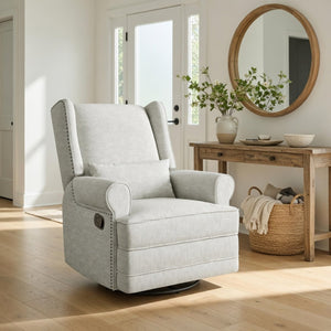 English Elm 34.25" Extra Wide Swivel Glider Recliner with Footrest Waterproof Nursery Chair B082P517258