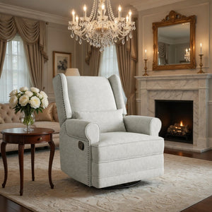 English Elm 34.25" Extra Wide Swivel Glider Recliner with Footrest Waterproof Nursery Chair B082P517258