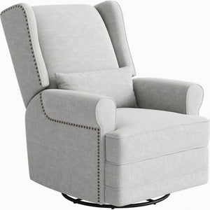 English Elm 34.25" Extra Wide Swivel Glider Recliner with Footrest Waterproof Nursery Chair B082P517258