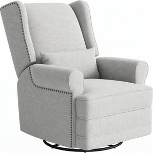 English Elm 34.25" Extra Wide Swivel Glider Recliner with Footrest Waterproof Nursery Chair B082P517258