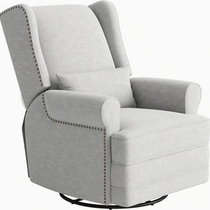 English Elm 34.25" Extra Wide Swivel Glider Recliner with Footrest Waterproof Nursery Chair B082P517258