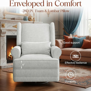 English Elm 34.25" Extra Wide Swivel Glider Recliner with Footrest Waterproof Nursery Chair B082P517258