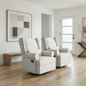 English Elm 34.25" Extra Wide Swivel Glider Recliner with Footrest Waterproof Nursery Chair B082P517258