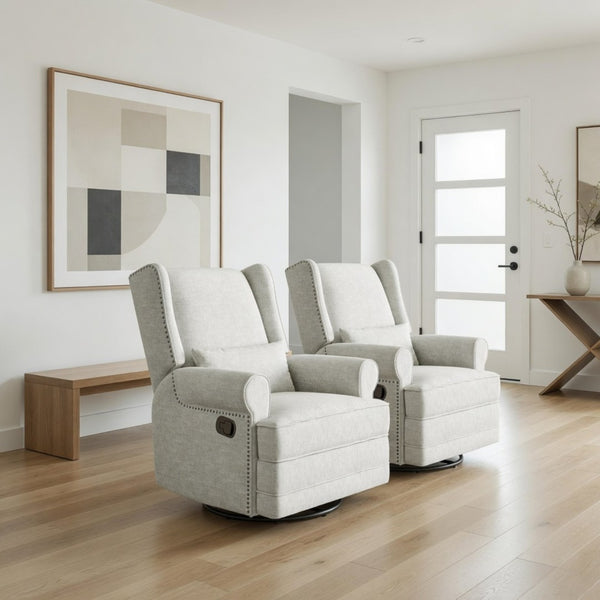 English Elm 34.25" Extra Wide Swivel Glider Recliner with Footrest Waterproof Nursery Chair B082P517258