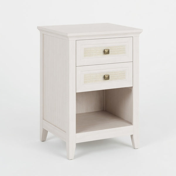 English Elm 17.7" Rattan Front Nightstand with Two Drawers Open Shelf Boho Coastal Bedroom B082P517260