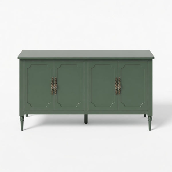 English Elm 58.9 Inch Sage Credenza with Carved Bronze Hardware Solid Wood Legs Dining Storage Green B082P517263